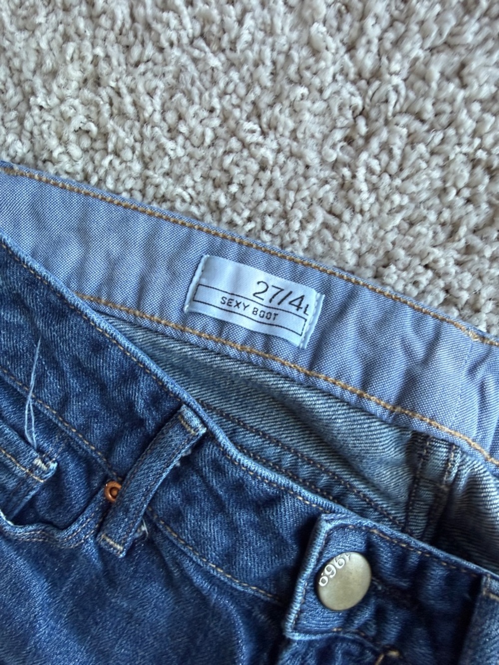 Dark Blue Flare Jeans — Women's Flared Denim Size 27/4 Long - Picture 2 of 7